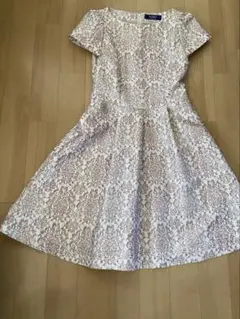 美品 M'S GRACY ハート柄 レースワンピース ピンク 38 リボン付き