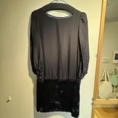 BALLSEY ブラック ひざ丈ワンピース 長袖