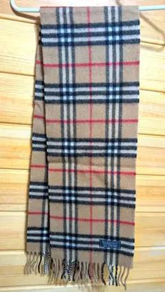 BURBERRY ノバチェック柄 マフラー 100%ラムウール　ベージュ 90年