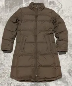 【3918】AIGLE エーグル ロングダウンコート 40 ブラウン フード付