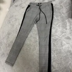 グレー系チェック スキニーパンツ