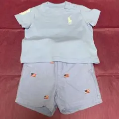 水色ポロシャツとショートパンツセット一歳用