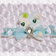 ぬい服 ヘッドドレス 10〜11cm うさ耳 ミント×ホワイトチョコ