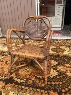 最終価格 ラタン 籐の椅子 背もたれは十字 籐製品 台湾高雄 1956年購入