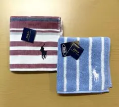 ポロ　ラルフローレン　タオルハンカチ ストライプ　2枚セット　新品　未使用