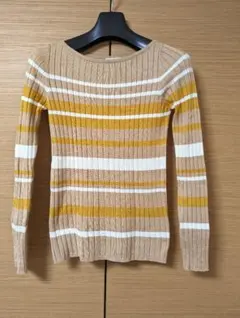 GU ジーユー　レディース　ストライプリブ編み長袖セーター　Sサイズ（美品）