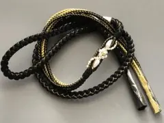 【新品】振袖用 豪華❗️正絹 帯締め 帯留めパールビーズ 飾り付き 黒/金