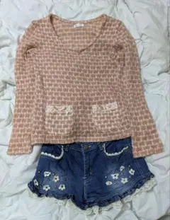 夢展望DearMyaLove 姫系ピンクトップス＆ショーパン2点セット ※訳有