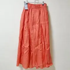beams ray beams オレンジ スカート 麻マキシギャザースカート