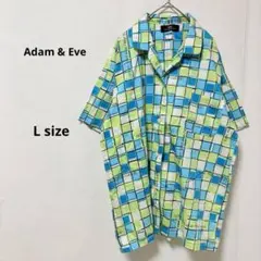 Adam & Eve アダム&イヴ　オープンカラーシャツ　L チェック柄　半袖
