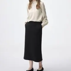 新品　ジーユー　GU パフスウェットナロースカート　ブラック　M