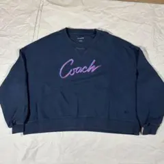 COACH コーチ スウェット トレーナー ネイビー M筆記体ロゴ刺繍