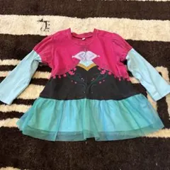 長袖カットソー 100cm ピンク/青 フリル付き