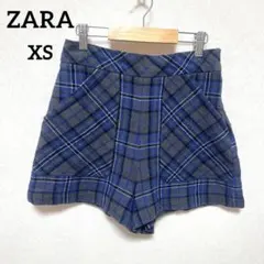 ZARA/ザラ　ショートパンツ　チェック柄　XS グレー　ブルー