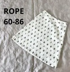 ROPE ロペ　花柄　総柄　ひざ丈スカート　ホワイト　白　日本製