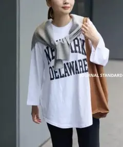 新品 紙タグ付き ラウンドヘムロゴロングTシャツ ホワイト シロ