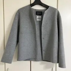 INDIVI ノーカラージャケット グレー