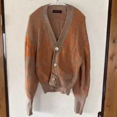CABaN オレンジ グレー ミックスニットカーディガン