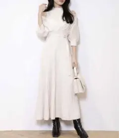 MERCURYDUO 異素材ドッキングフレアニット ワンピース