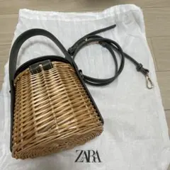ZARA  ラフィア バスケット バック  今日までの出品といたします(>_<) ☆ZARAザララフィア トートバッグカゴバックバスケット花柄刺繍 (ZARA