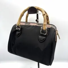 極美品 希少 レスポートサック バンブー ミニボストン ハンドバッグ 黒 竹