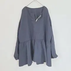 RIVIETTA チュニック ブラウス ネイビー パール フレア 3L 大きめ