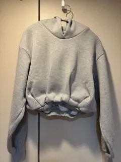 SNIDEL グレー クロップドパーカー フード付き