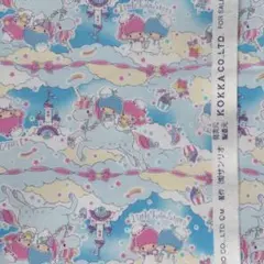 サンリオ キキララ リトルツインスターズ オックス生地 ユニコーン柄 水色 布