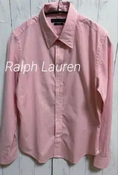 Ralph Lauren ラルフローレンピンクストライプ 長袖シャツロゴ刺繍