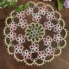 レース編みドイリー　タティングレース　さくら　　　ハンドメイド