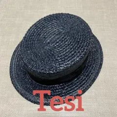 新品]TESI テシ カンカン帽 HAT 麦わら帽子 navy ネイビー 紺 - メルカリ