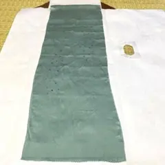 着物-帯揚げ137【正絹】上品なくすみ青緑 小紋調点文様入り