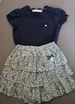 タルティーヌエショコラ　 スカラップTシャツ　 花柄リバティ　キュロット セット