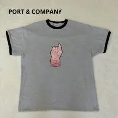 PORT & COMPANY ハンドサイン ピンキー Tシャツ 古着 XL