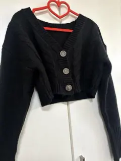 GRLクロップドボレロカーディガン 黒　ケーブルニット