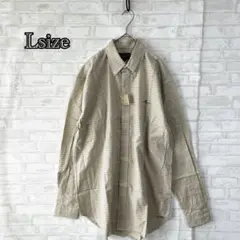 【未使用品】ラブラドールレトリバー チェック柄長袖シャツ Lベージュ a2768