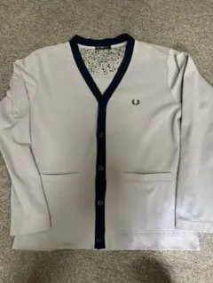 FRED PERRY グレー Vネックカーディガン JP S