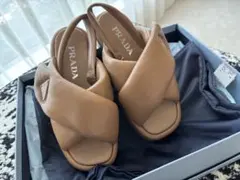 PRADA ブラウン クロスストラップ サンダル 週末価格！値下げ！