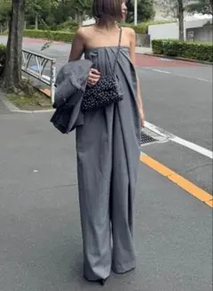 cygne フロントクロスオールインワン 黒1 ブラックオールインワン