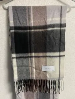 カシミヤ チェック柄 マフラー グレー系