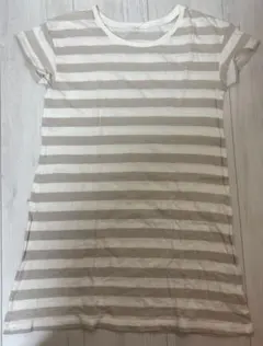 無印良品　キッズ　ボーダー柄　半袖　ワンピース　130 グレー　ワンピ　muji