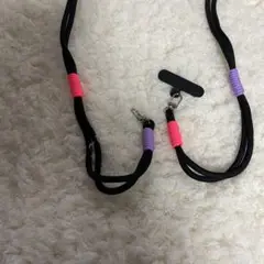 スマホショルダーストラップ ブラック ピンク パープル