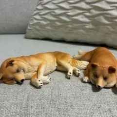 柴犬 眠り犬 フィギュア 2個セット 置物 インテリア かわいい