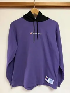 【Champion】フード付き長袖カットソー パープル