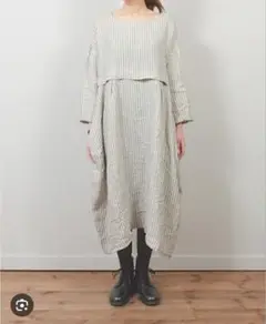 nest Robe リネンストライプロングシャツワンピース
