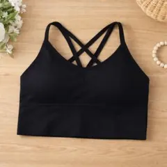 スポーツブラ ノンワイヤー ヨガブラ パッド付 ダブルクロスバック フィットネス