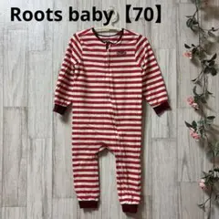 Roots baby 長袖ロンパース 12-18M 【70】赤×白ボーダー
