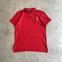 90s Ralph Lauren コットンポロシャツ　ビッグロゴ　XL