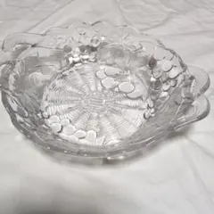 透明ガラス製フラワー＆ブドウボウル