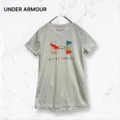 k0154 アンダーアーマー Tシャツ 白 150 ビッグロゴ 半袖 キッズのサムネイル